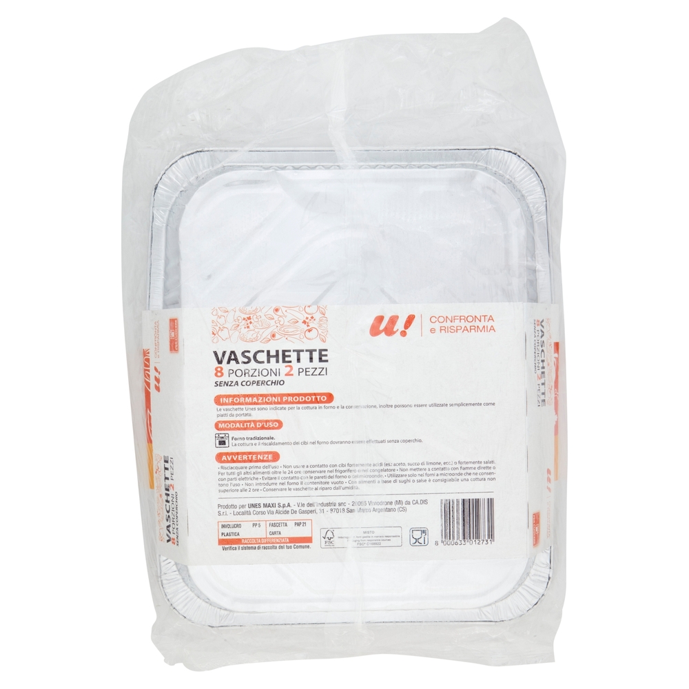 2 Vaschette 8 Porzioni U! Confronta e Risparmia